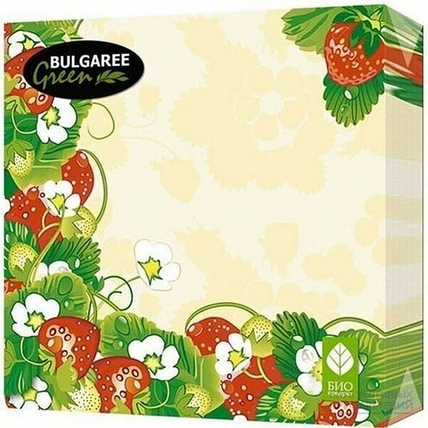 Салфетки бумажные трехслойные Green (Грин) Розы, 20 шт ТМ Bulgaree (Булгари)