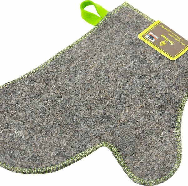 Рукавица для бани и сауны ГлавБаня войлочная серая