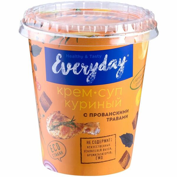 Крем-суп Everyday быстрого приготовления Куриный с прованскими травами и бородинскими сухариками, 32г