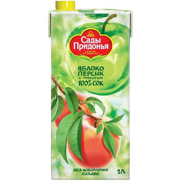 Сок Сады Придонья яблочно-персиковый восстановленный с мякотью 2 л