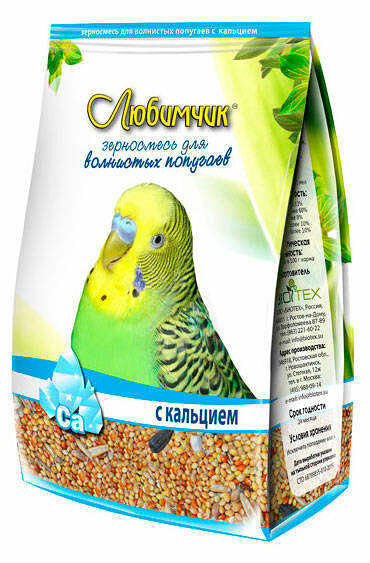 Корм для попугаев  зерносмесь с кальцием ТМ Любимчик