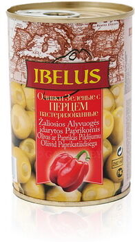 Оливки зеленые с перцем паст 280г Ibelus