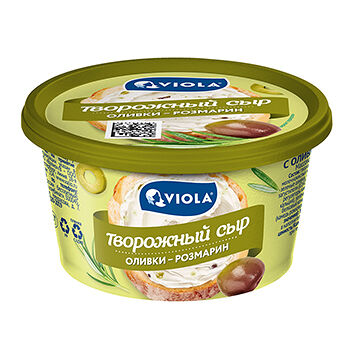 Сыр творожный c оливками и розмарином 68%, Viola, 150 г, Россия, БЗМЖ