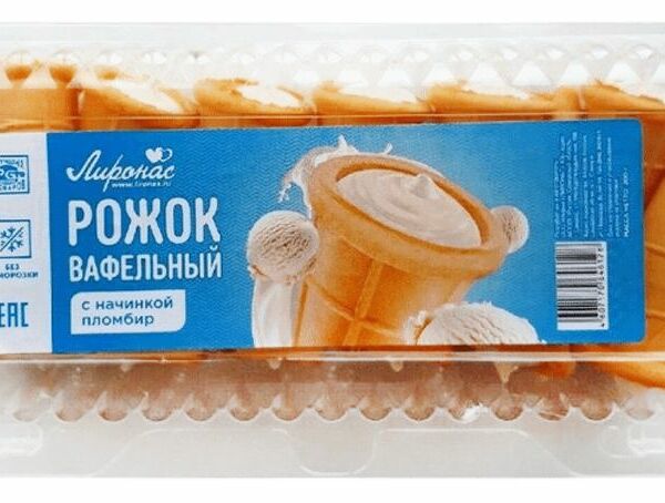 Пирожное Лиронас рожок вафельный с начинкой пломбир