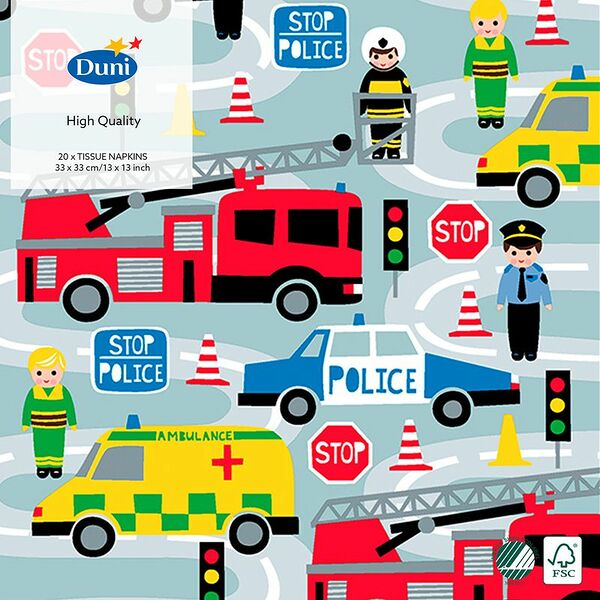 Салфетки бумажные Duni Police 3 слоя 33x33см, 20шт