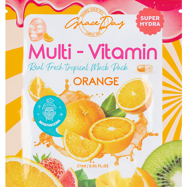 Маска для лица Grace Day Multi-Vitamin Real Fresh Tropical Mask Pack Orange с экстрактом апельсина тканевая