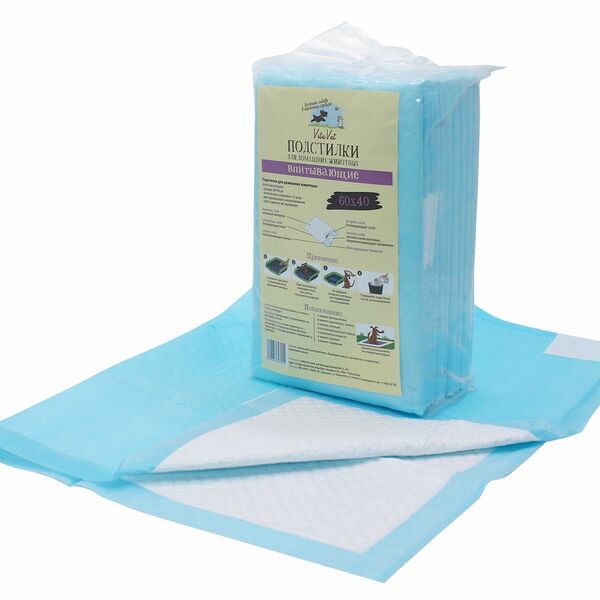 VitaVet Подстилки впитывающие с фиксирующими полосками 60 х 40 см., 12 шт.