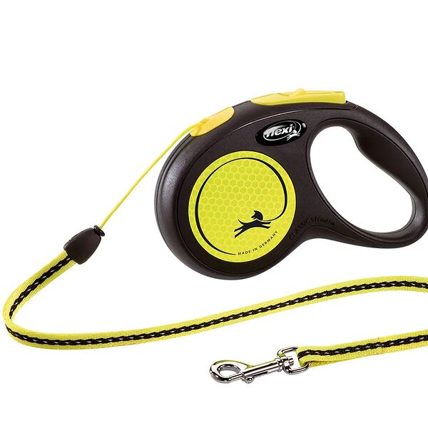Рулетка Flexi Neon New Classic для собак до 12 кг светоотражающий (5 м трос) S