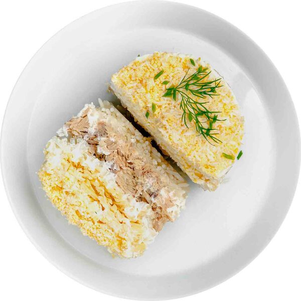 Салат Мимоза с горбушей