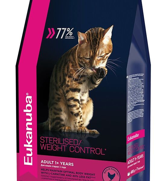 Eukanuba Cat для стерилизованных и с избыточным весом взрослых кошек Курица
