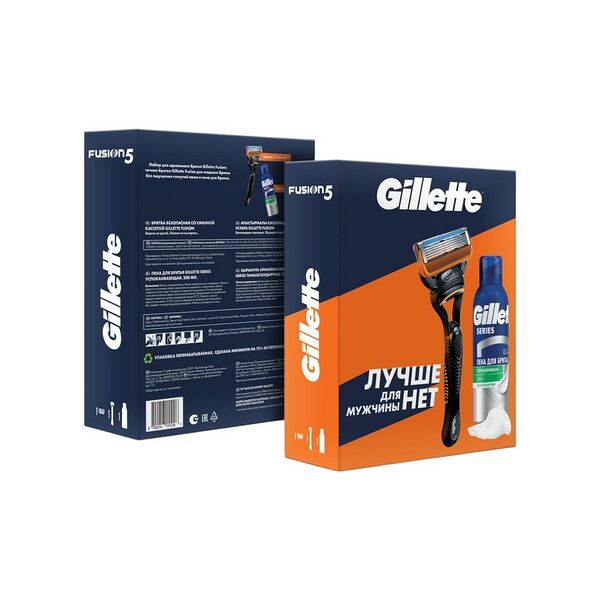 Набор подарочный Gillette FUSION Бритва с 1 кассетой +Пена Д/Бритья  успокаивающая 200мл