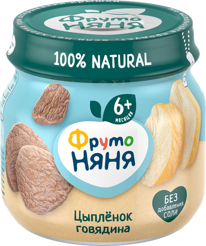 

Пюре мясное ФрутоНяня цыпленок, говядина с 6 месяцев 80 г