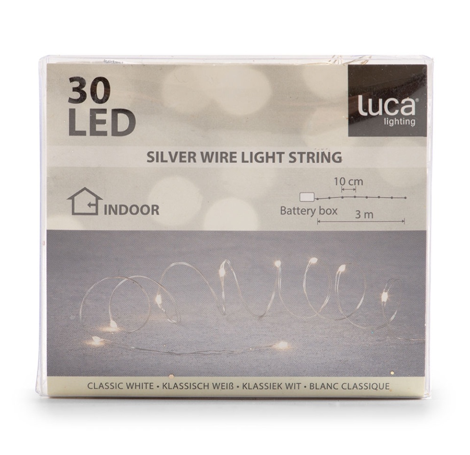 

Электрогирлянда Нить для помещений 13 м, 30 LED, белый от батареек