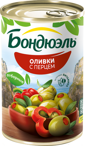 

Оливки без косточки Бондюэль со сладким перцем 300 г