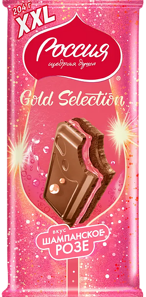 Шоколад молочный Россия - Щедрая душа! Gold Selection вкус шампанское розе 204 г