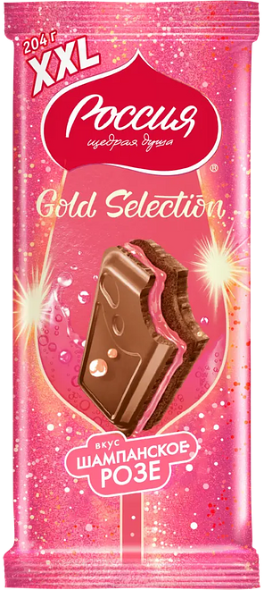

Шоколад молочный Россия - Щедрая душа! Gold Selection вкус шампанское розе 204 г
