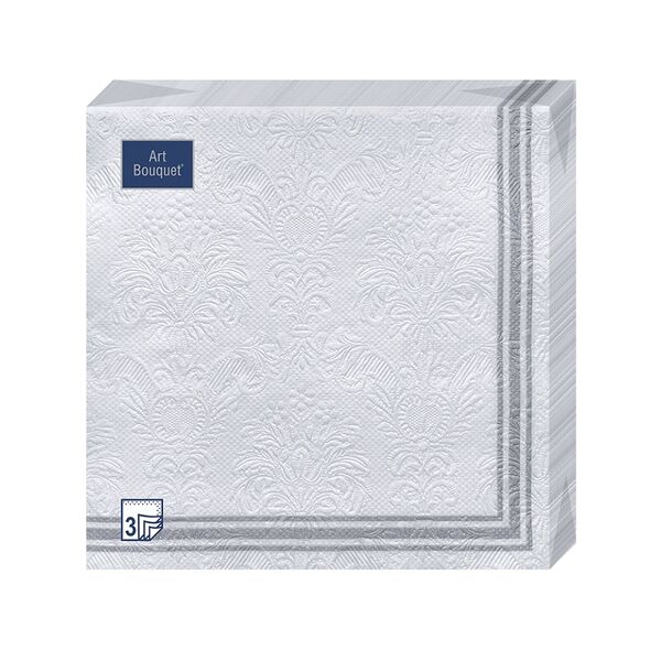 Салфетки бумажные Art Bouquet 3сл, Серебрянная рамка, 33х33см, 20шт., Россия