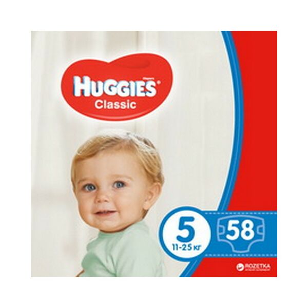 Подгузники детские одноразовые Huggies Classic 5 (11-25кг) 58шт