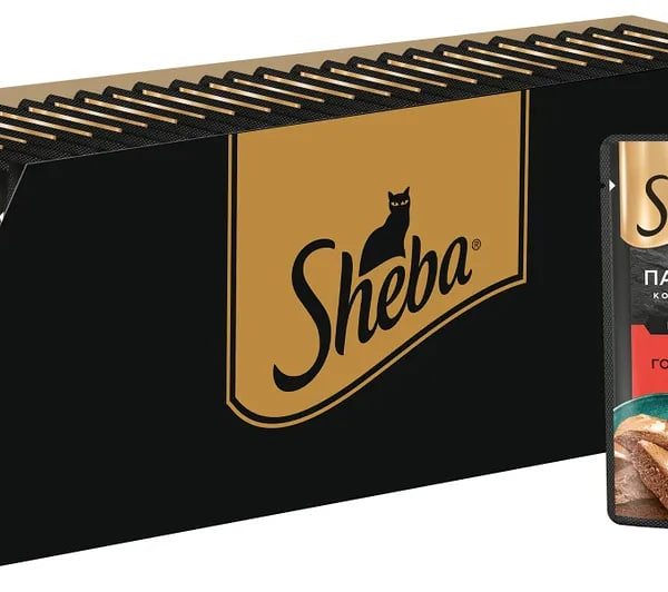 Корм влажный Sheba для кошек с говядиной 75 г x 28 шт