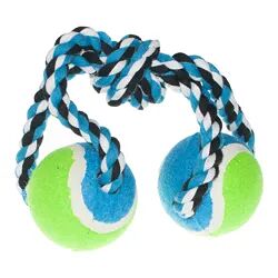 Игрушка для собак Petmax Мячи теннисные на веревке с узлом синие 40 см