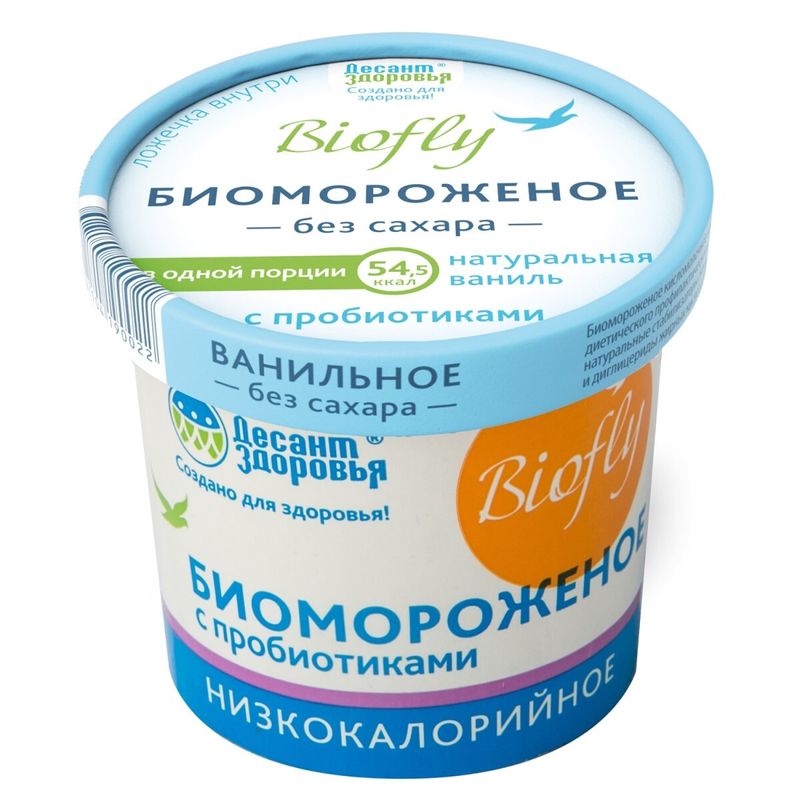 

Биомороженое Десант Здоровья Biofly ванильное с пробиотиками стаканчик БЗМЖ 45 г