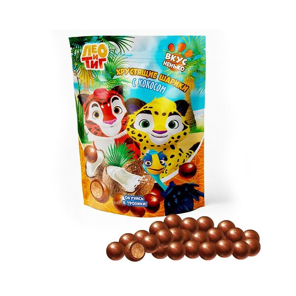 Шарики хрустящие Лео и Тиг в шок глаз с кокосом 75г