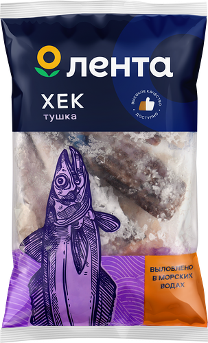 Хек свежемороженый Лента тушка, 900 г