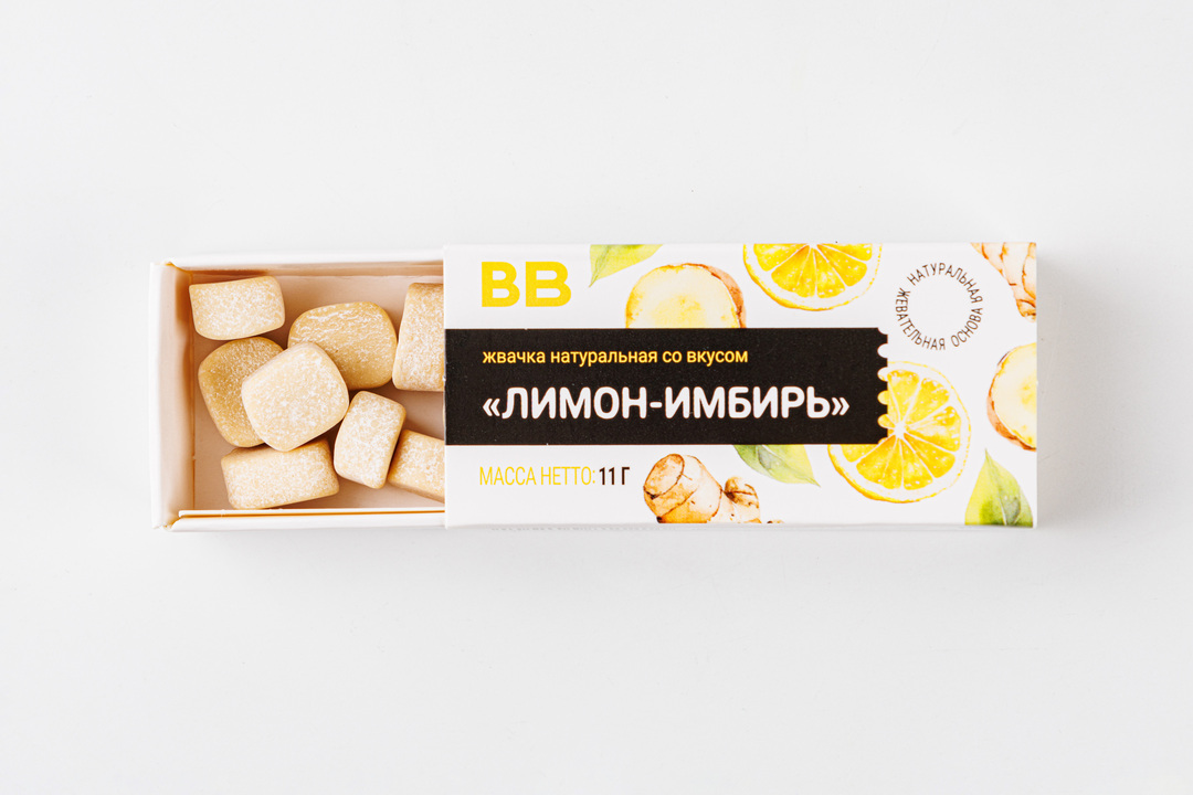 

Жвачка натуральная со вкусом "Лимон-имбирь", 11г