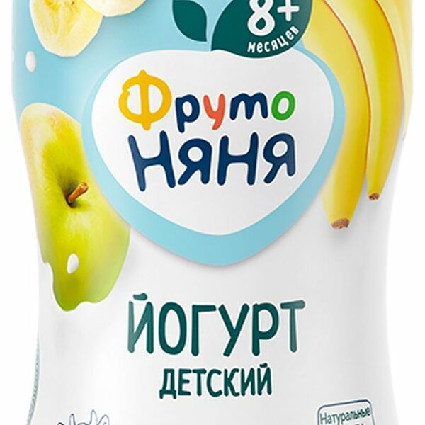 Йогурт ФрутоНяня с яблоком и бананом питьевой обогащенный пребиотиком 2.5%, 200 г