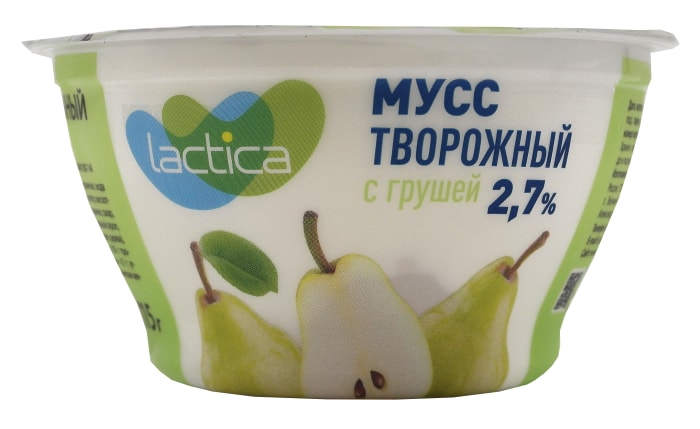 

Мусс творожный Lactica с грушей 2.7% 115 г