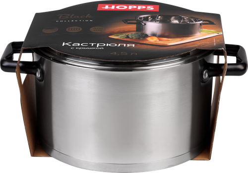 

Кастрюля HOPPS Black, с крышкой нержавеющая сталь, 4.5л, Арт. GW-F3