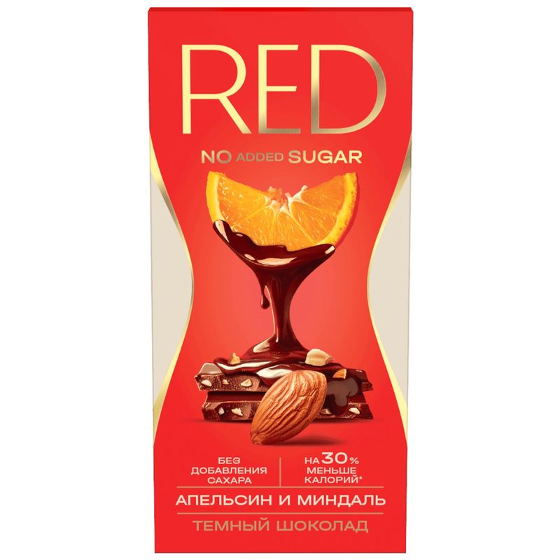 

Шоколад тёмный RED Delight с пониженной калорийностью с апельсином и миндалём 70 г