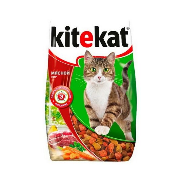 Корм Мясной пир х4 Китекат вес 1,9 кг. имп. ОДО 