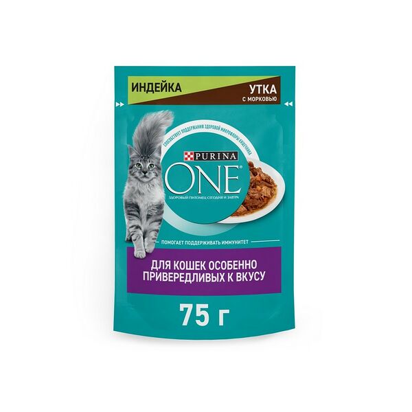 Консервы д/кошек приверед индейка утка морковь Пурина Ван 75г