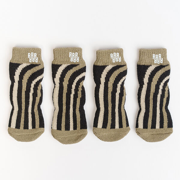 Носки удлиненные зеленые в полоску S