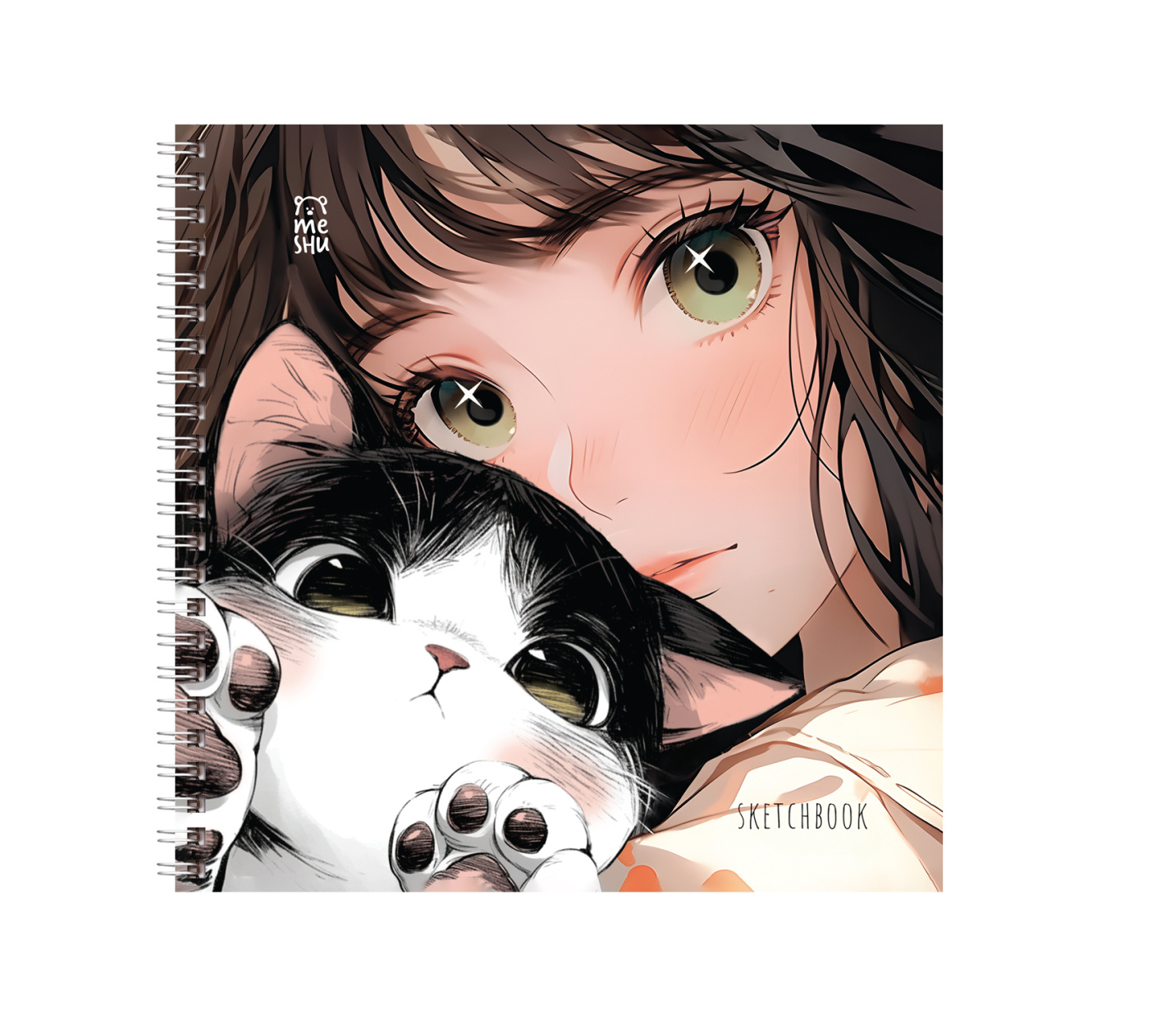 

Скетчбук Meshu Сat girl на гребне soft-touch 15x15 см, 60 листов