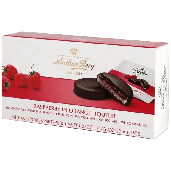Конфеты шоколадные с марципаном Anthon Berg Малина в апельсиновом ликере 220 г