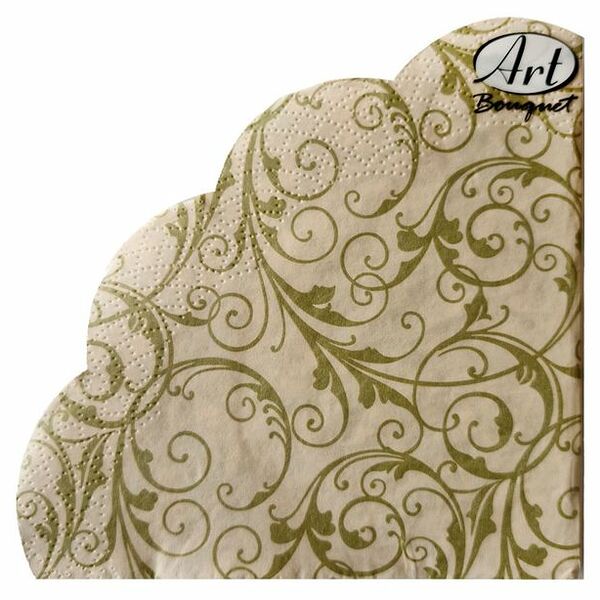 Салфетки одноразовые бумажные Art Bouquet очарование кремовые 3 слоя, d 32 см, 12 шт