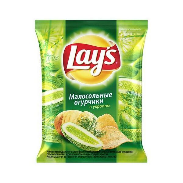 Чипсы из натурального картофеля LAYS со вкусом молосольные огурчики с укропом