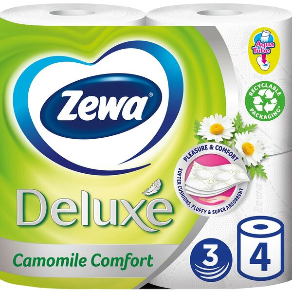 Туалетная бумага ароматизированная Zewa Deluxe Camomile (РОМАШКА) 1х4 рул.