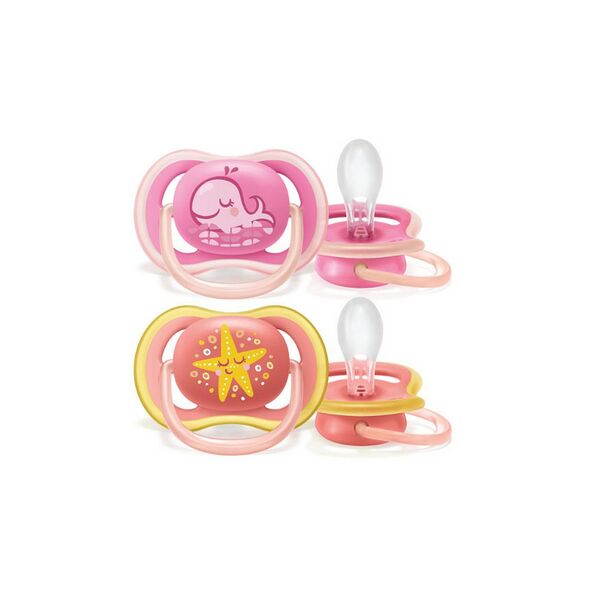 Пустышка силиконовая Ultra Air декор Кит/Звезда, 6-18 мес, (уп. 2 шт.), для девочек Philips AVENT