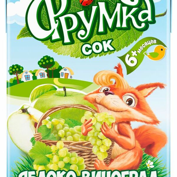 Сок Фрумка яблоко-виноград осветленный восстановленный с 6 месяцев. 200 мл