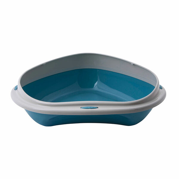 Туалет угловой шатл с бортиком 58х48х20,5см голубой