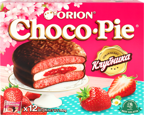 

Пирожное Choco Pie Orion Клубника 360 г