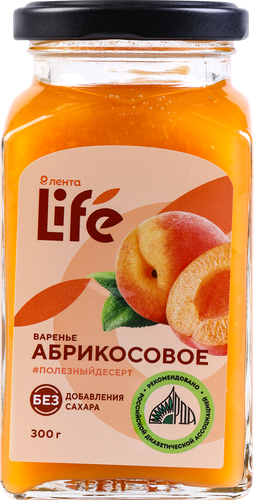 

Варенье ЛЕНТА LIFE Абрикосовое, без сахара 300 г
