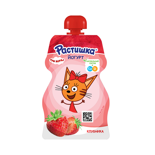 Йогурт, обогащенный кальцием и витамином Д3,  с клубникой 2,6 %, 70г «Растишка»
