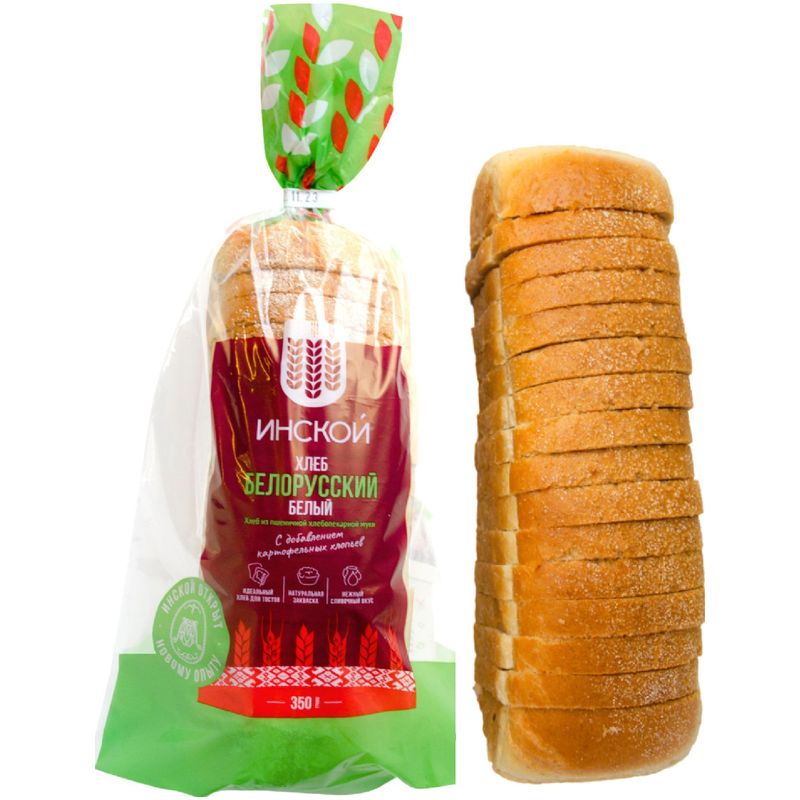 

Хлеб Инской Белорусский белый нарезка 350 г дизайн упаковки в ассортименте