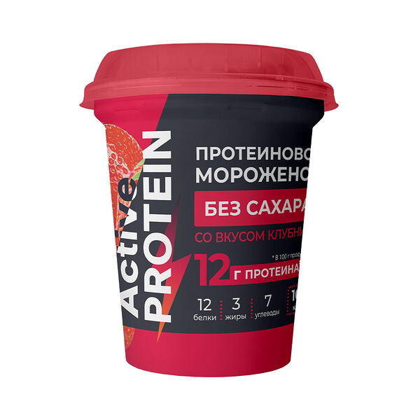 Мороженое  Протеиновое с подсластит со вкусом клубники 3% 90г Молочный Мир