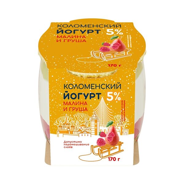 Йогурт Коломенский Малина и груша 5% 170 г