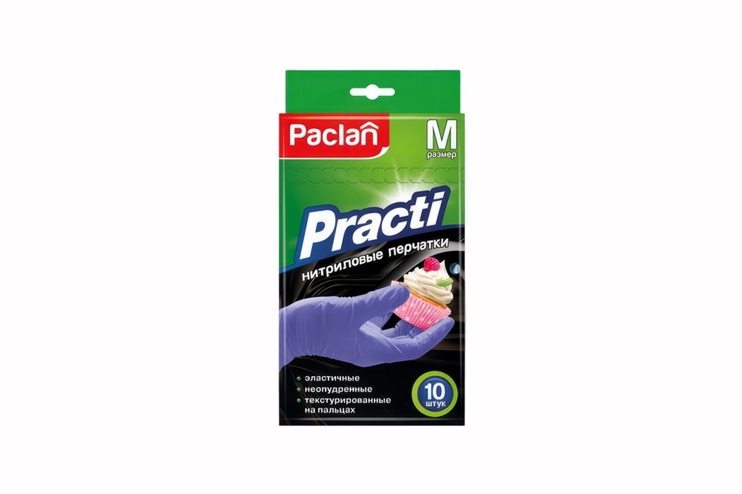 

Перчатки нитриловые Paclan Practi, размер М, 5 пар